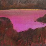Malin Persson Untitled (Pink Lake I, II) 40 x 61cm x 2, Ink, gold leaf and oil paint on wood, diptych